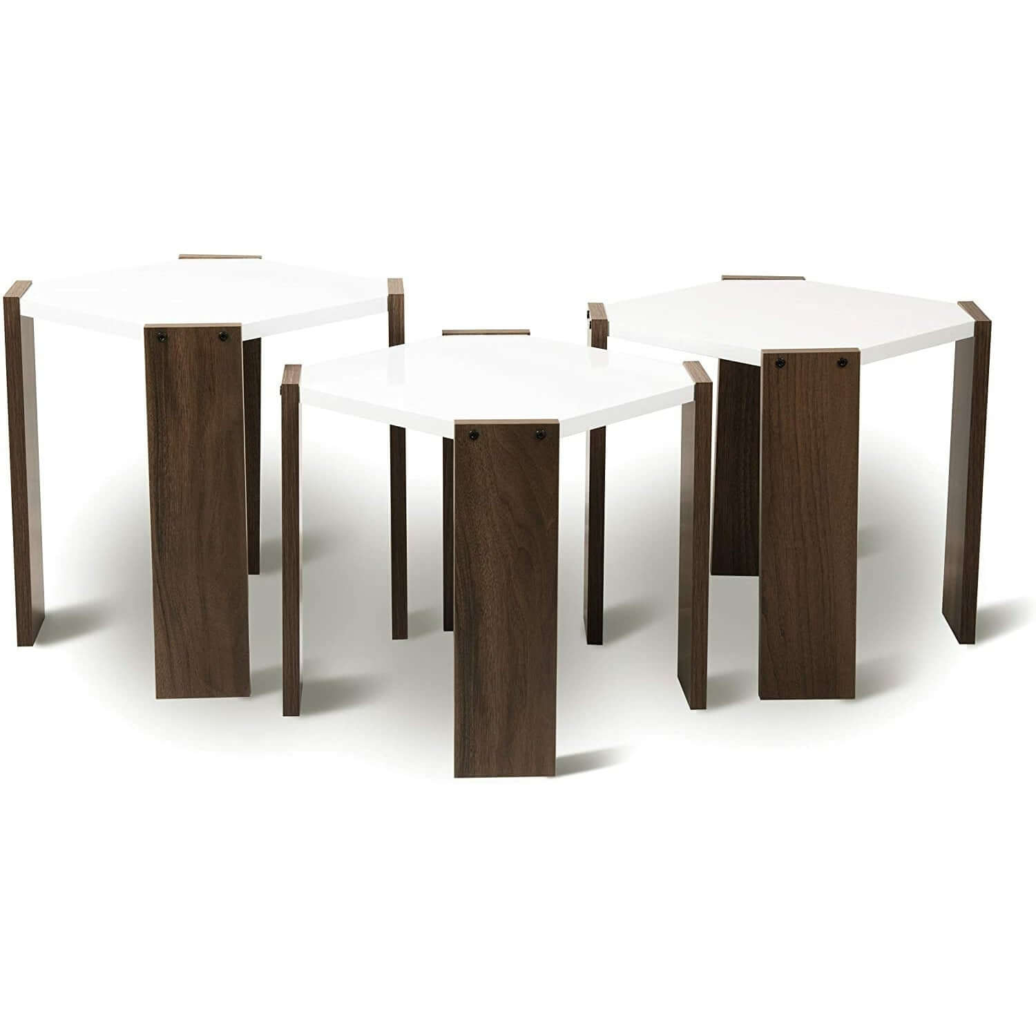 Home Canvas Furniture Trading LLC.Hansel Nested Coffee Table Set of Three Walnut-White Coffee Tables 