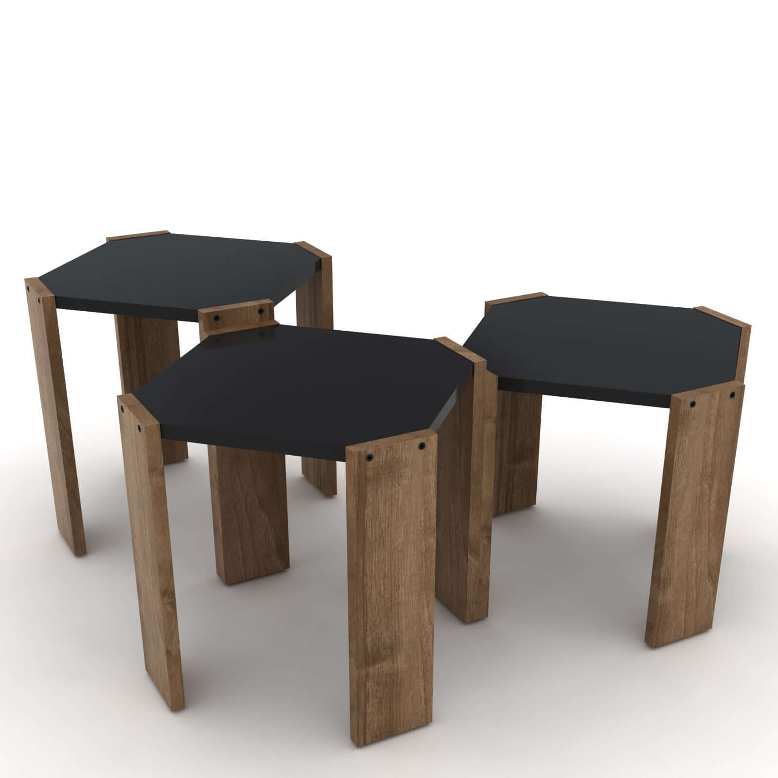 Home Canvas Furniture Trading LLC.Hansel Nested Coffee Table Set of Three Walnut-White Coffee Tables 