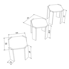 Home Canvas Furniture Trading LLC.Hansel Nested Coffee Table Set of Three Walnut-White Coffee Tables 