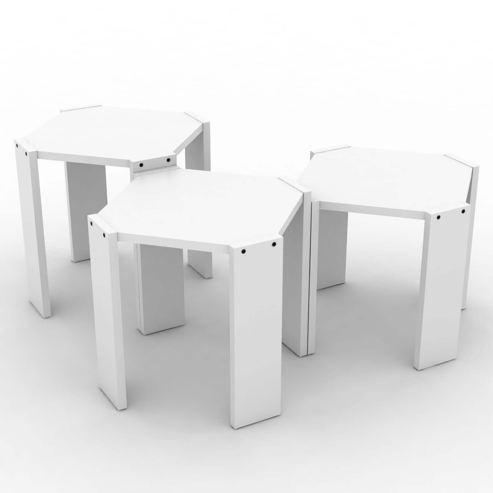 Home Canvas Furniture Trading LLC.Hansel Nested Coffee Table Set of Three Walnut-White Coffee Tables 