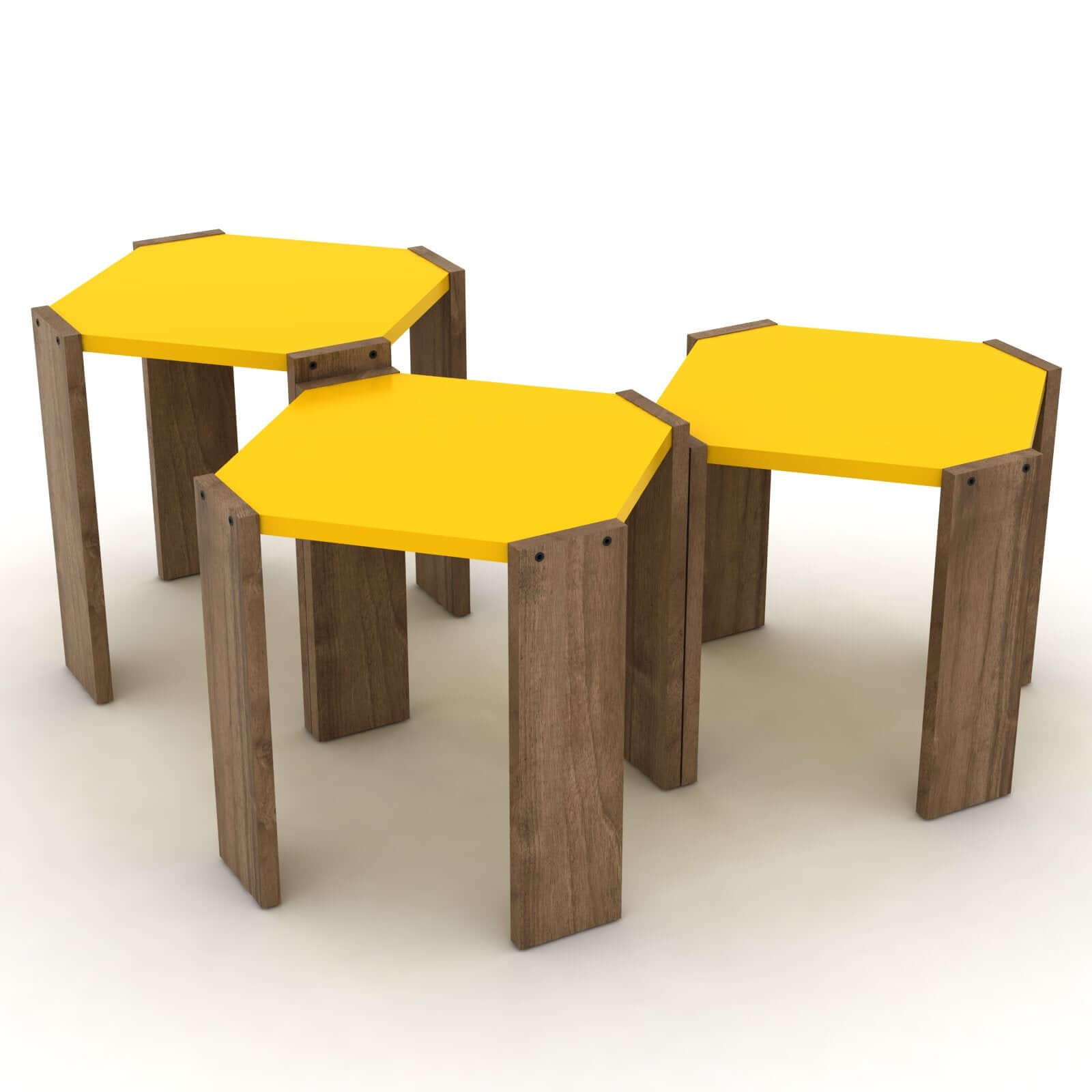 Home Canvas Furniture Trading LLC.Hansel Nested Coffee Table Set of Three Walnut-White Coffee Tables 