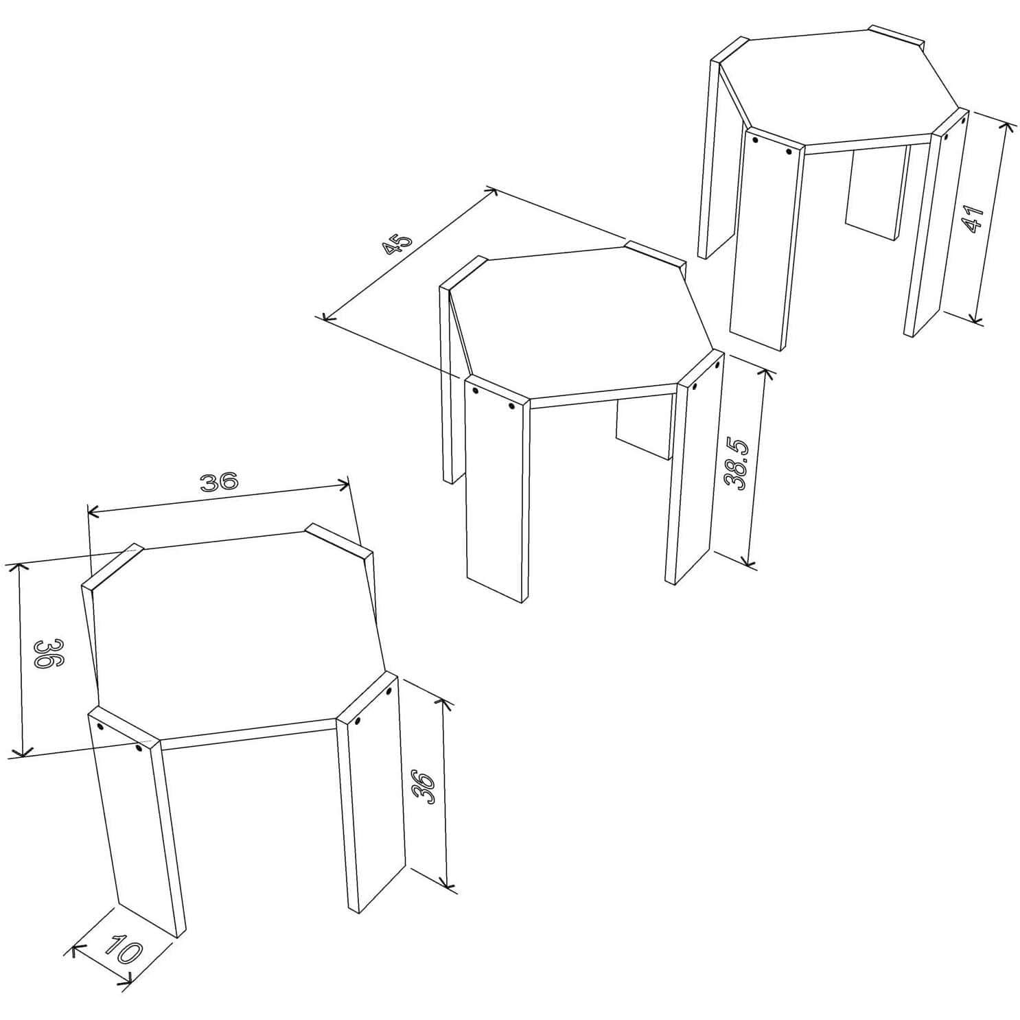 Home Canvas Furniture Trading LLC.Hansel Nested Coffee Table Set of Three Walnut-White Coffee Tables 