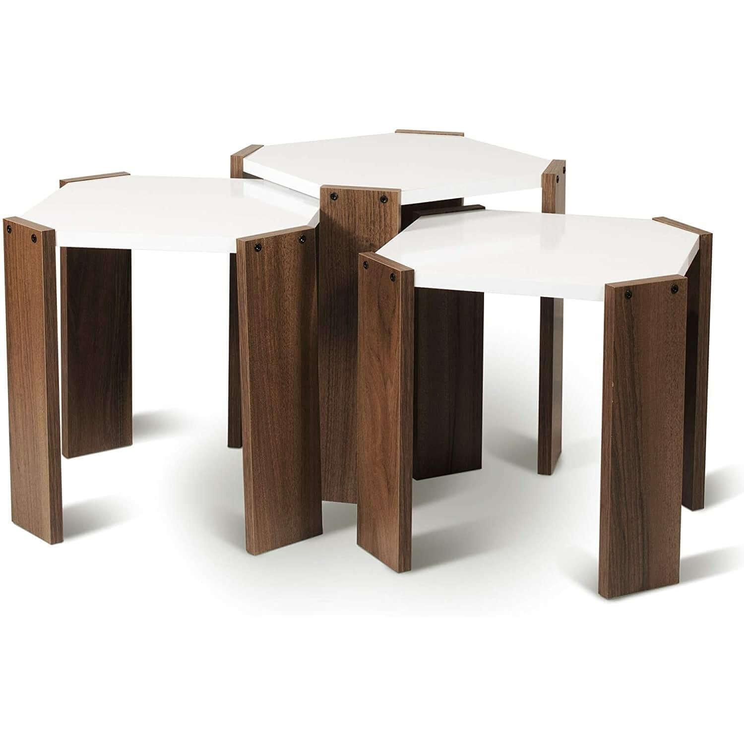 Home Canvas Furniture Trading LLC.Hansel Nested Coffee Table Set of Three White Coffee Table 