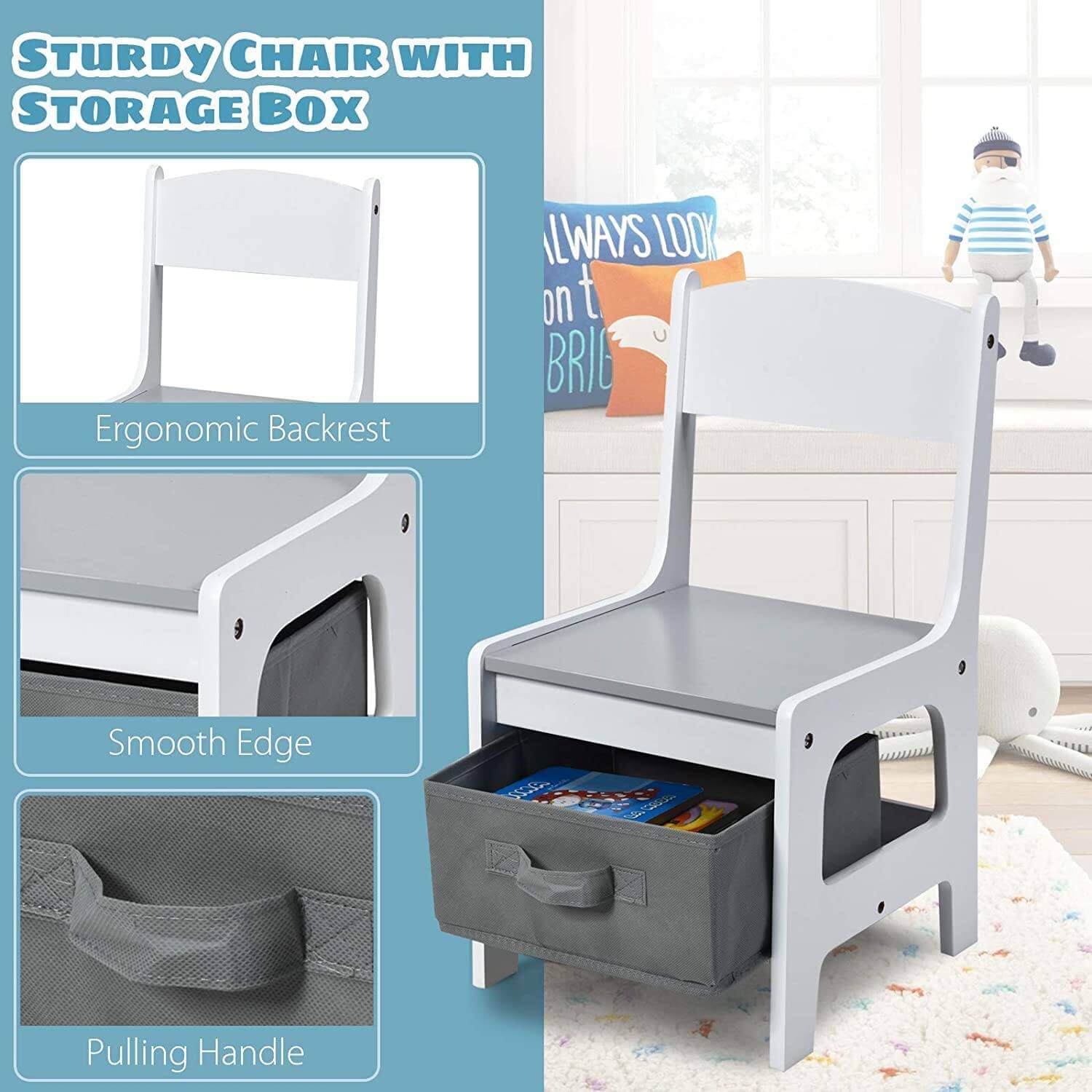 Home CanvasHome Canvas 3 in 1 Activity Table for Kids - Table and Chair Sets for Infants Kids Chair 