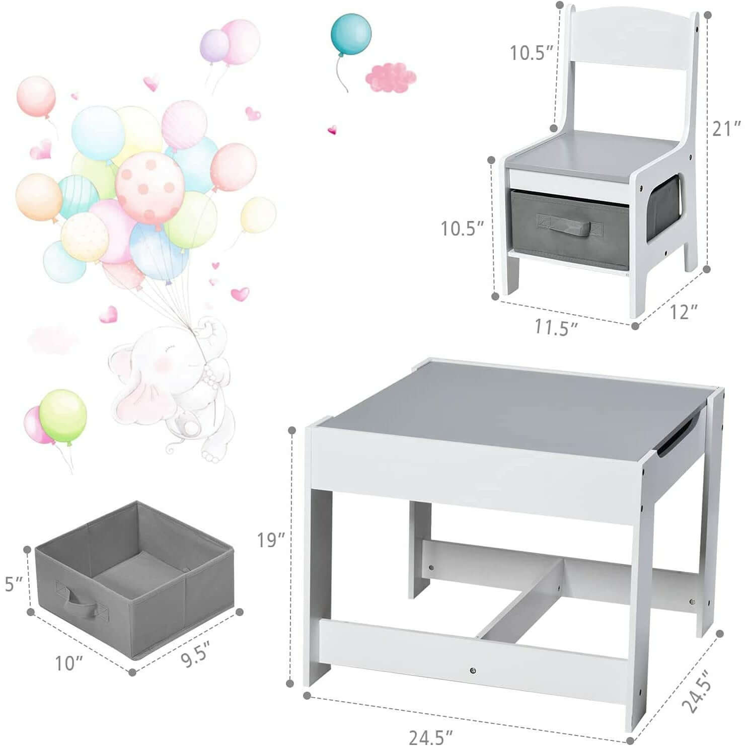 Home CanvasHome Canvas 3 in 1 Activity Table for Kids - Table and Chair Sets for Infants Kids Chair 