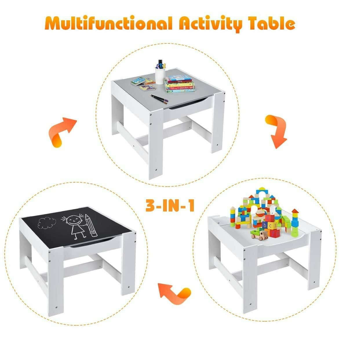 Home CanvasHome Canvas 3 in 1 Activity Table for Kids - Table and Chair Sets for Infants Kids Chair 