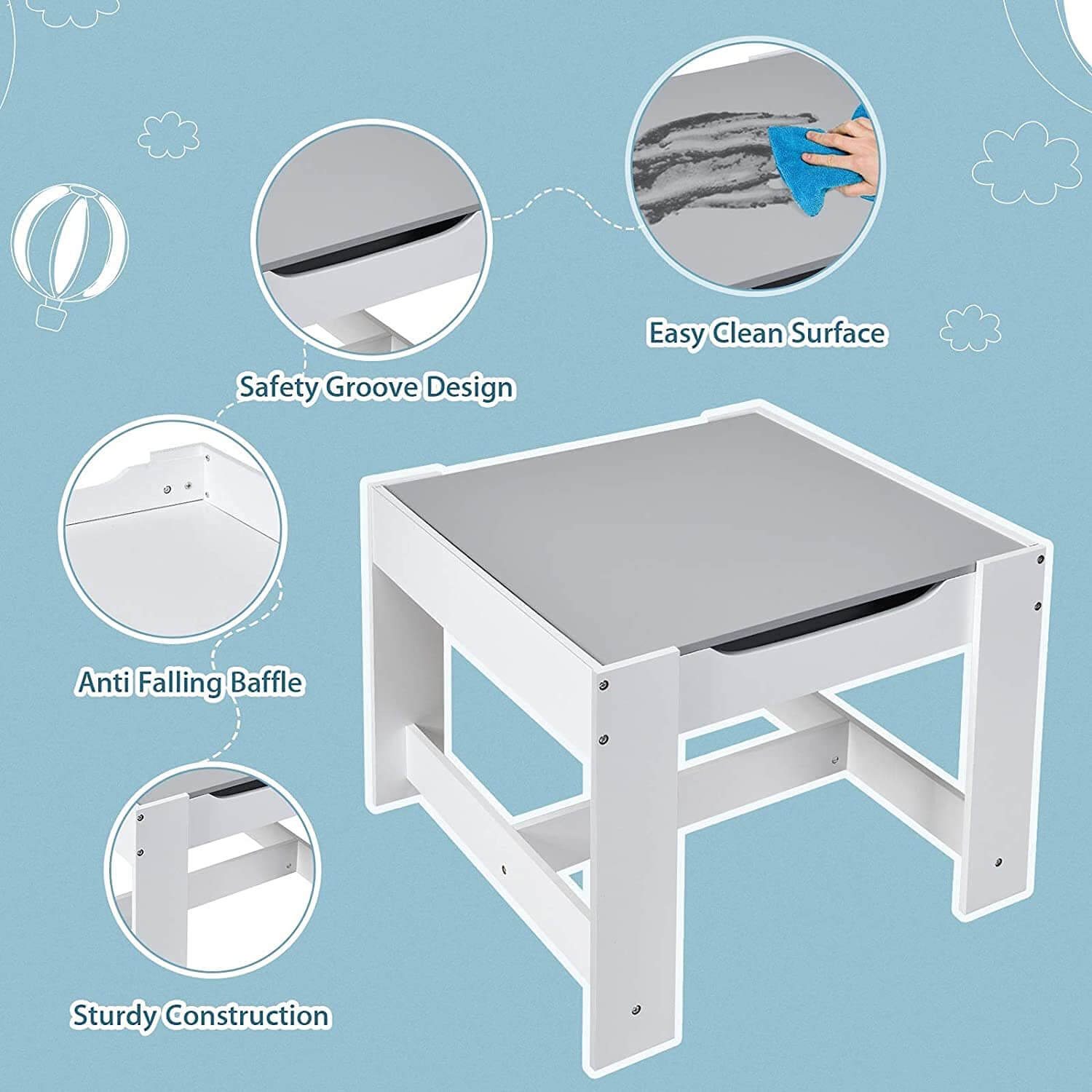 Home CanvasHome Canvas 3 in 1 Activity Table for Kids - Table and Chair Sets for Infants Kids Chair 