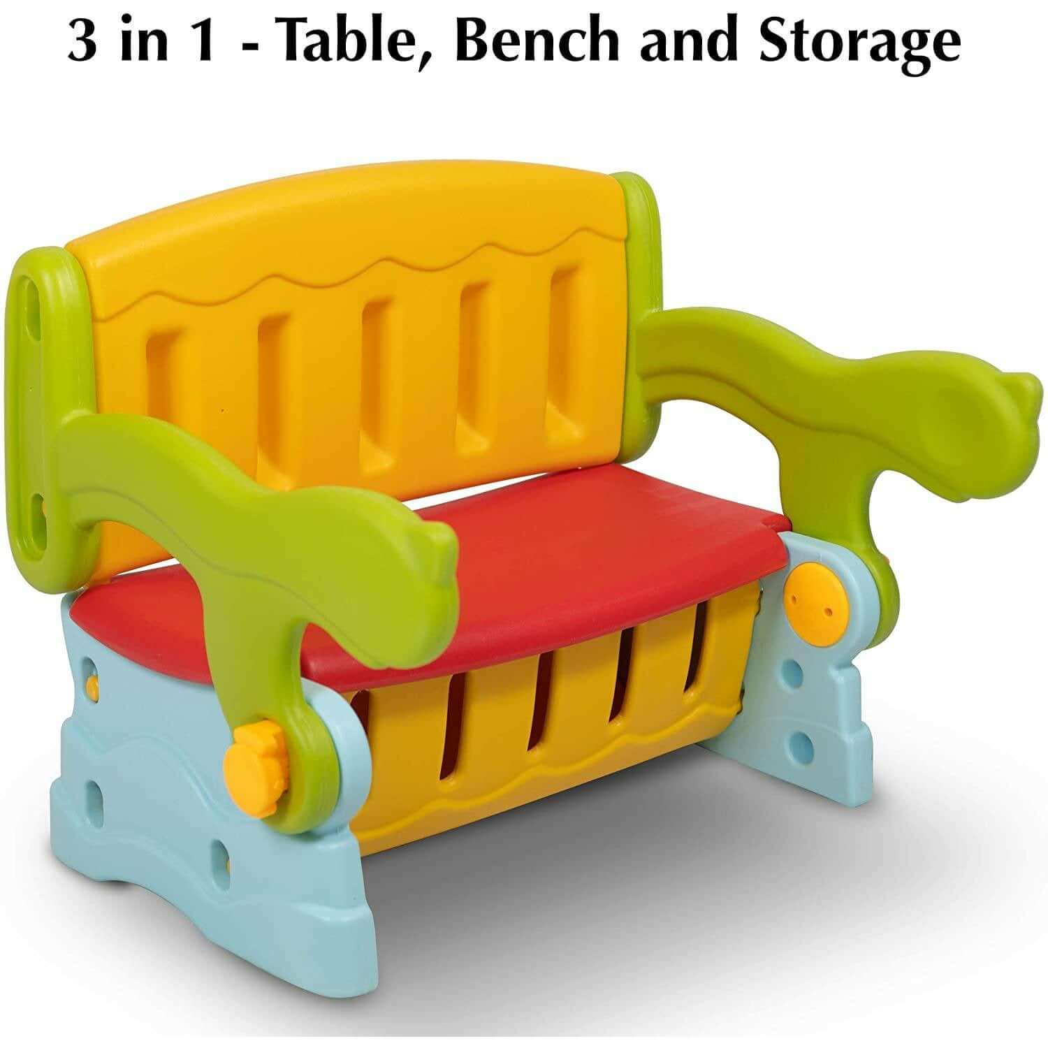 Home CanvasHome Canvas 3 in 1 Kids Set - Table, Desk & Bench - Multicolor - for Toddlers Kids Furniture 