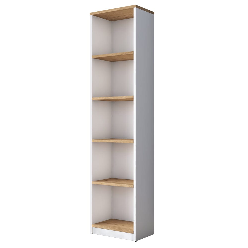 Home CanvasHome Canvas Bookcase Study Room with 5 Shelves Book Shelf Library Modern Wall Shelf White - Walnut Bookcase 