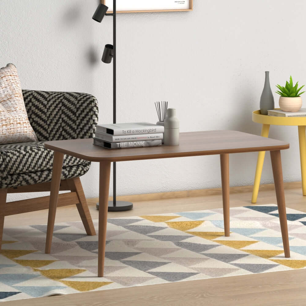 Home CanvasHome Canvas Centre Coffee Table for Living Room - with Wooden legs - Walnut Coffee Table 