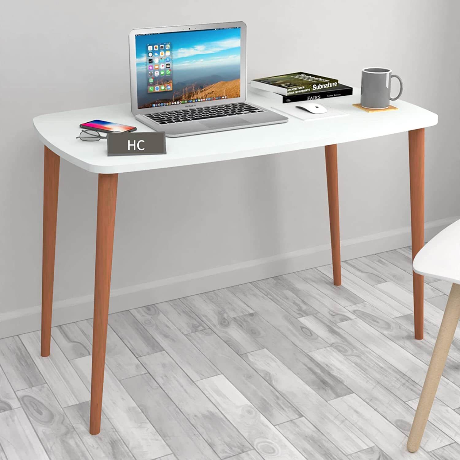Home CanvasHome Canvas Compo 60X90 Wodden Legs Table White Workspace Tables 