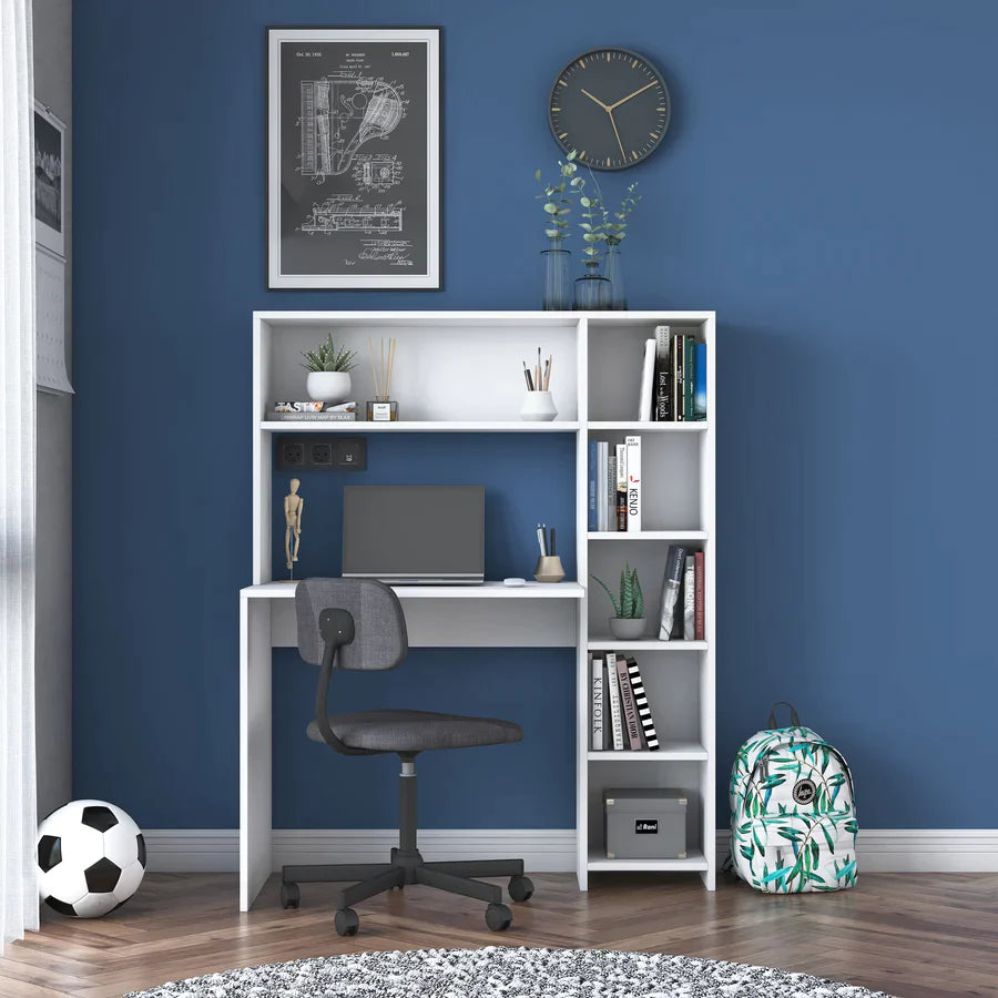 Home Canvas Furniture Trading LLC.Home Canvas Computer Desk with Bookshelf and Shelves - Walnut Computer Table 