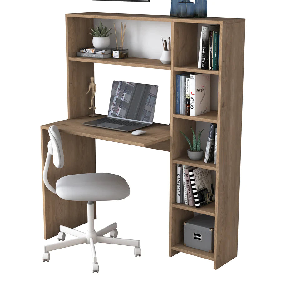 Home Canvas Furniture Trading LLC.Home Canvas Computer Desk with Bookshelf and Shelves - Walnut Computer Table 