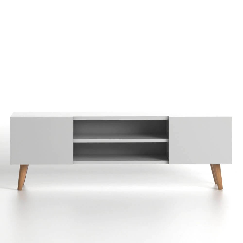 Home CanvasHome Canvas Etna Modern TV Stand for Living Room with Wooden Legs - Walnut TV Unit 