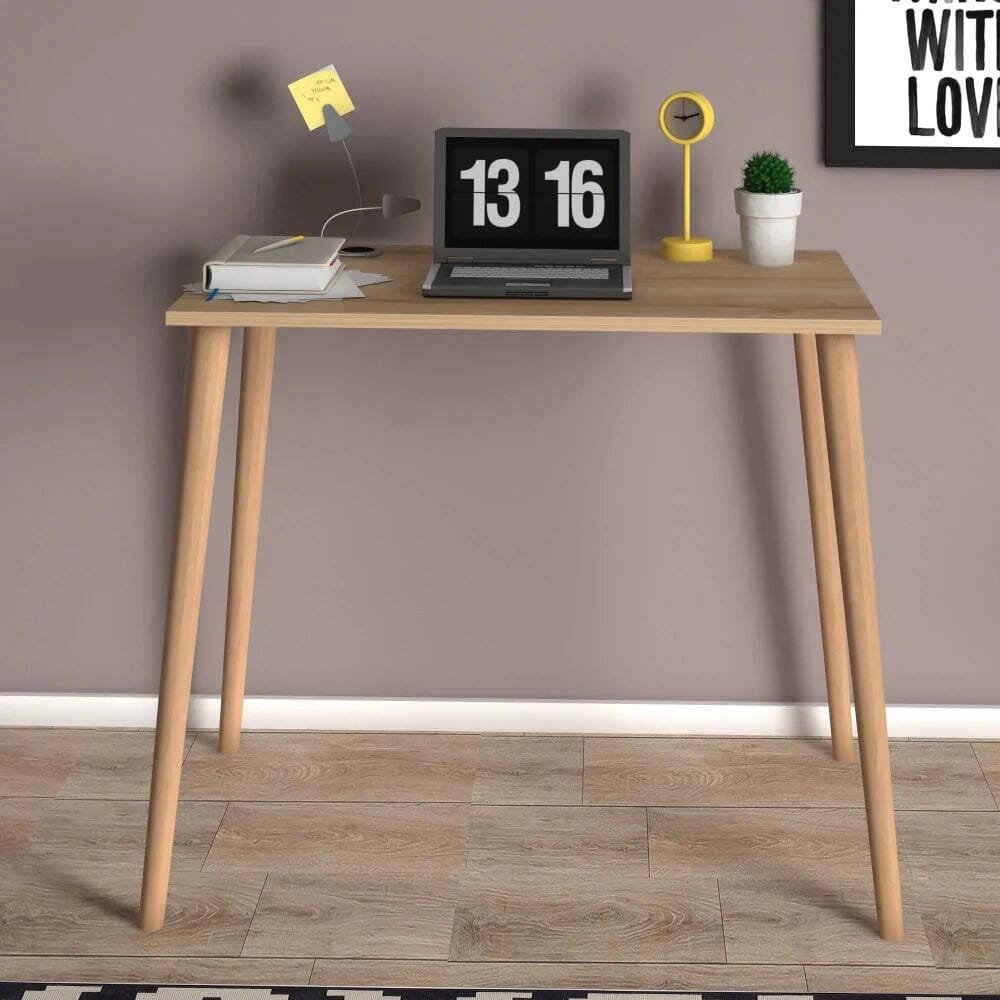 Home CanvasHome Canvas FIONA Table Wood Legs Ideal for Home Office Computer Desk Gaming Desk or Office Desk - White and OAK Desk 