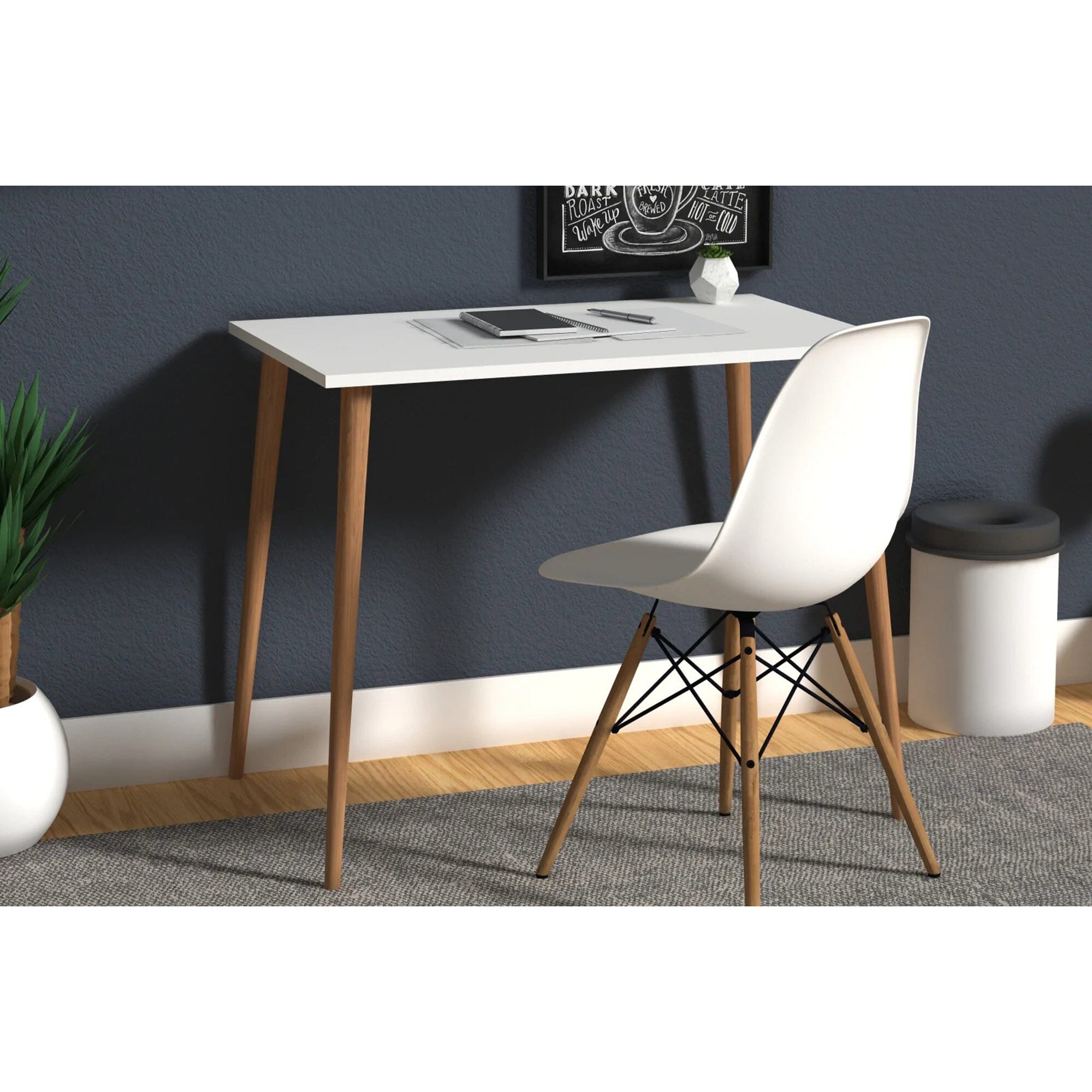 Home CanvasHome Canvas FIONA Table Wood Legs Ideal for Home Office Computer Desk Gaming Desk or Office Desk - White and OAK Desk 