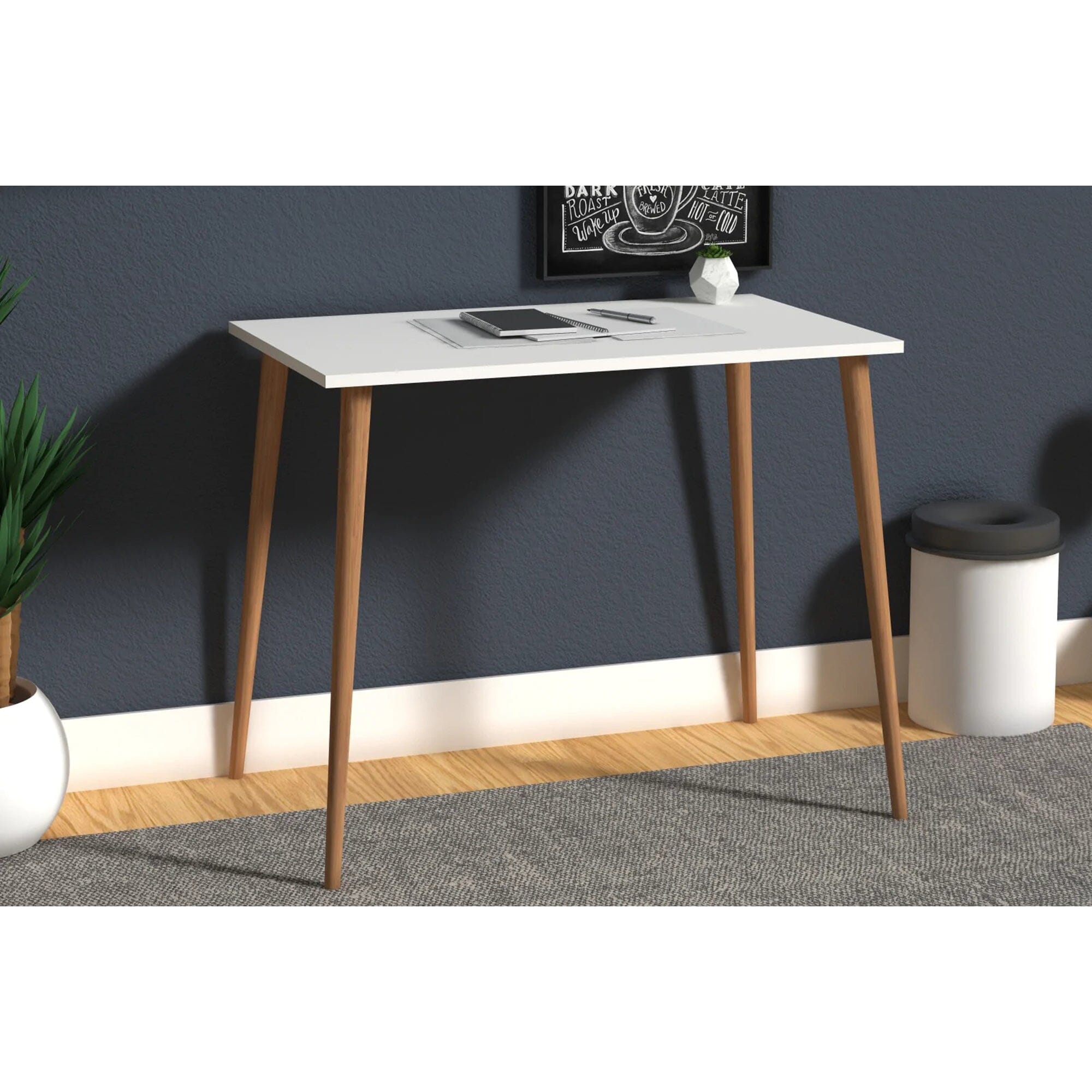Home CanvasHome Canvas FIONA Table Wood Legs Ideal for Home Office Computer Desk Gaming Desk or Office Desk - White and OAK Desk 