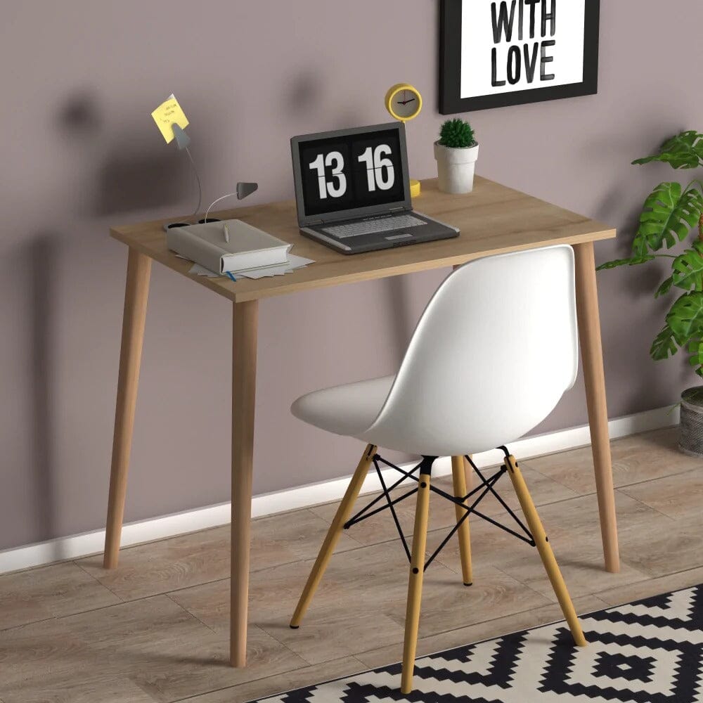 Home CanvasHome Canvas FIONA Table Wood Legs Ideal for Home Office Computer Desk Gaming Desk or Office Desk - White and OAK Desk OAK 