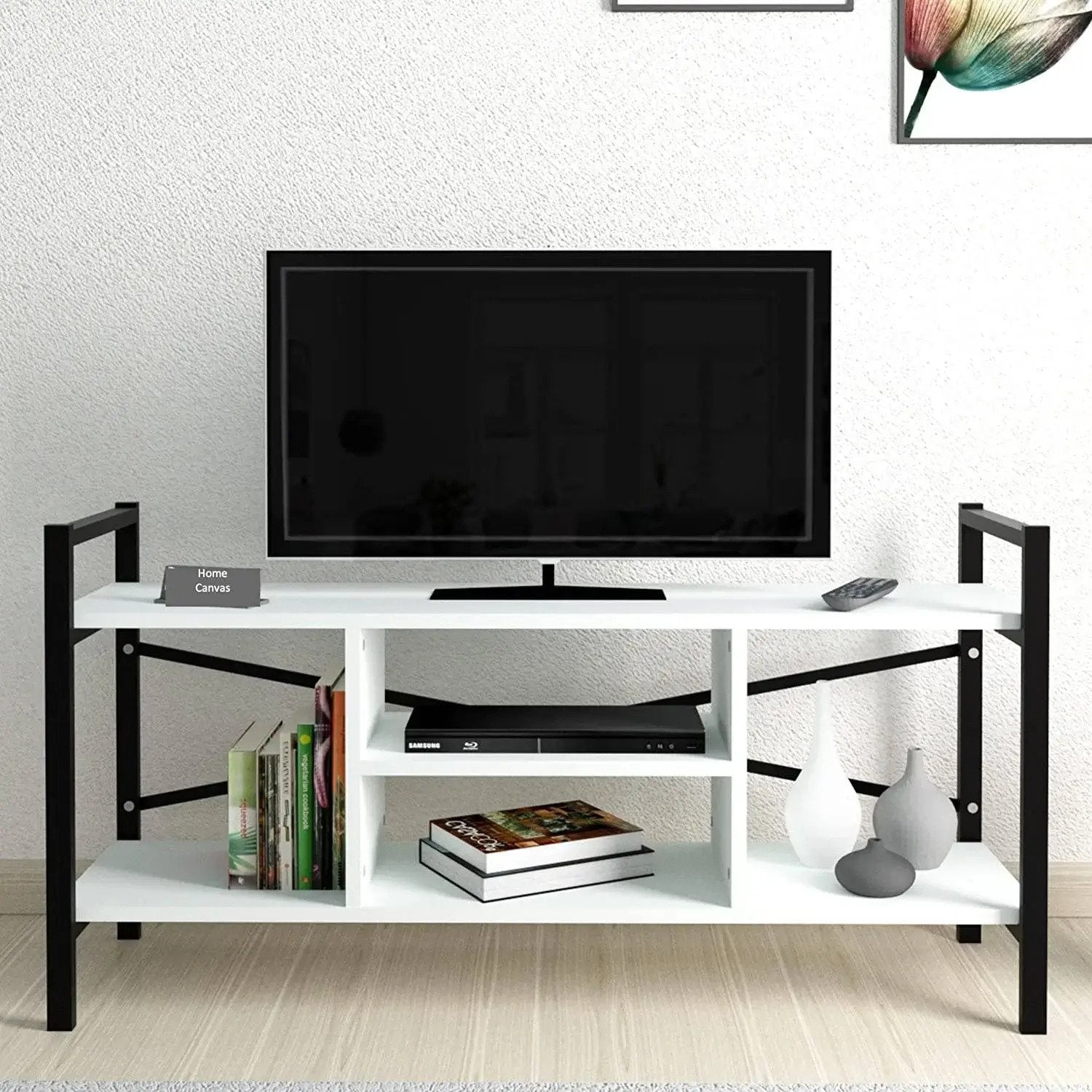 Home CanvasHome Canvas Gila TV Stand 120cm (White) Living Room Furniture Sets 