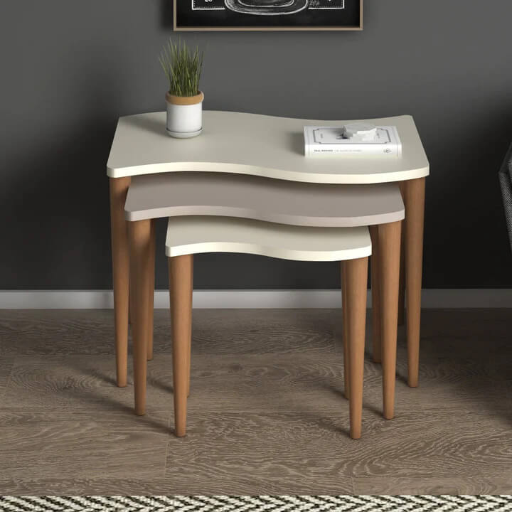 Home CanvasHome Canvas Gofrato Set of 3 Nested Coffee Table - for Living Room - Multicolor Coffee Table 