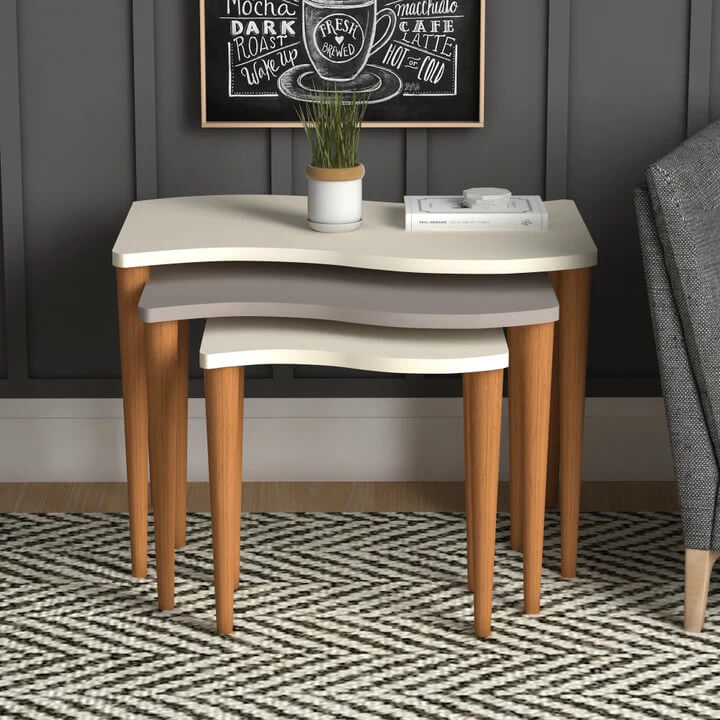 Home CanvasHome Canvas Gofrato Set of 3 Nested Coffee Table - for Living Room - Multicolor Coffee Table 