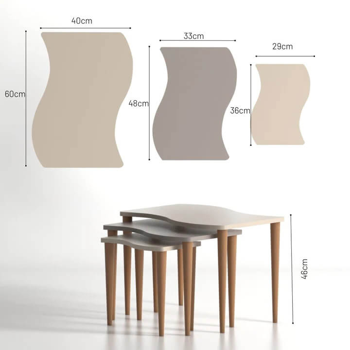 Home CanvasHome Canvas Gofrato Set of 3 Nested Coffee Table - for Living Room - Multicolor Coffee Table 