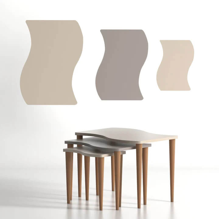 Home CanvasHome Canvas Gofrato Set of 3 Nested Coffee Table - for Living Room - Multicolor Coffee Table 