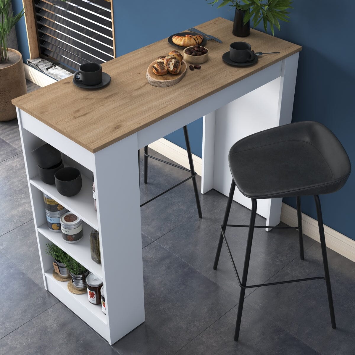 Home Canvas Furniture Trading LLC.Home Canvas Kitchen Table Bar Table S-Walnut and White Kitchen Table 