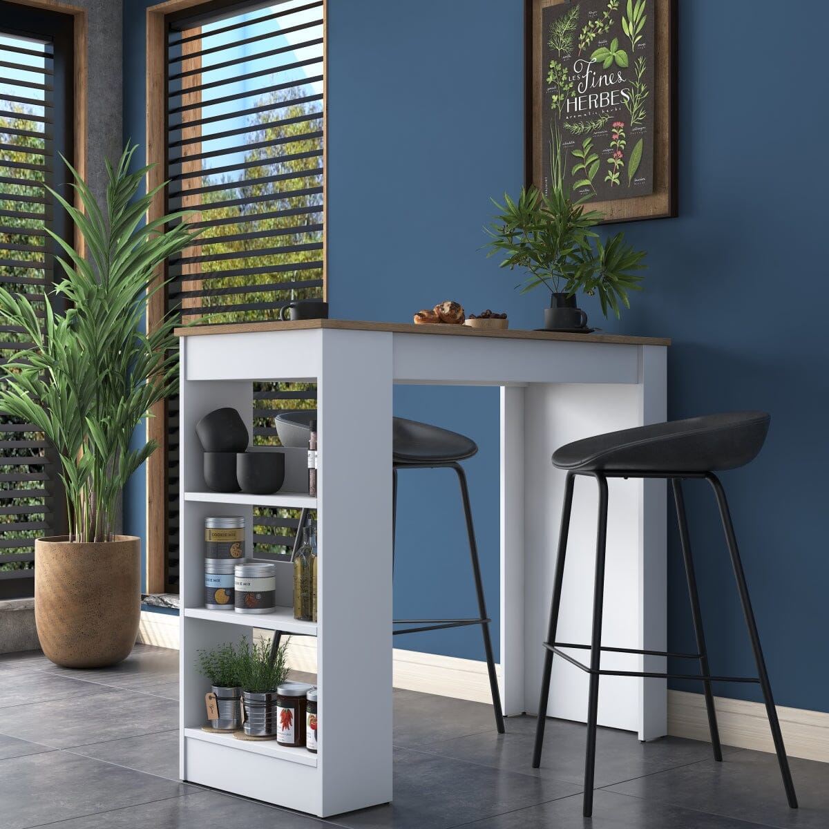 Home Canvas Furniture Trading LLC.Home Canvas Kitchen Table Bar Table S-Walnut and White Kitchen Table 