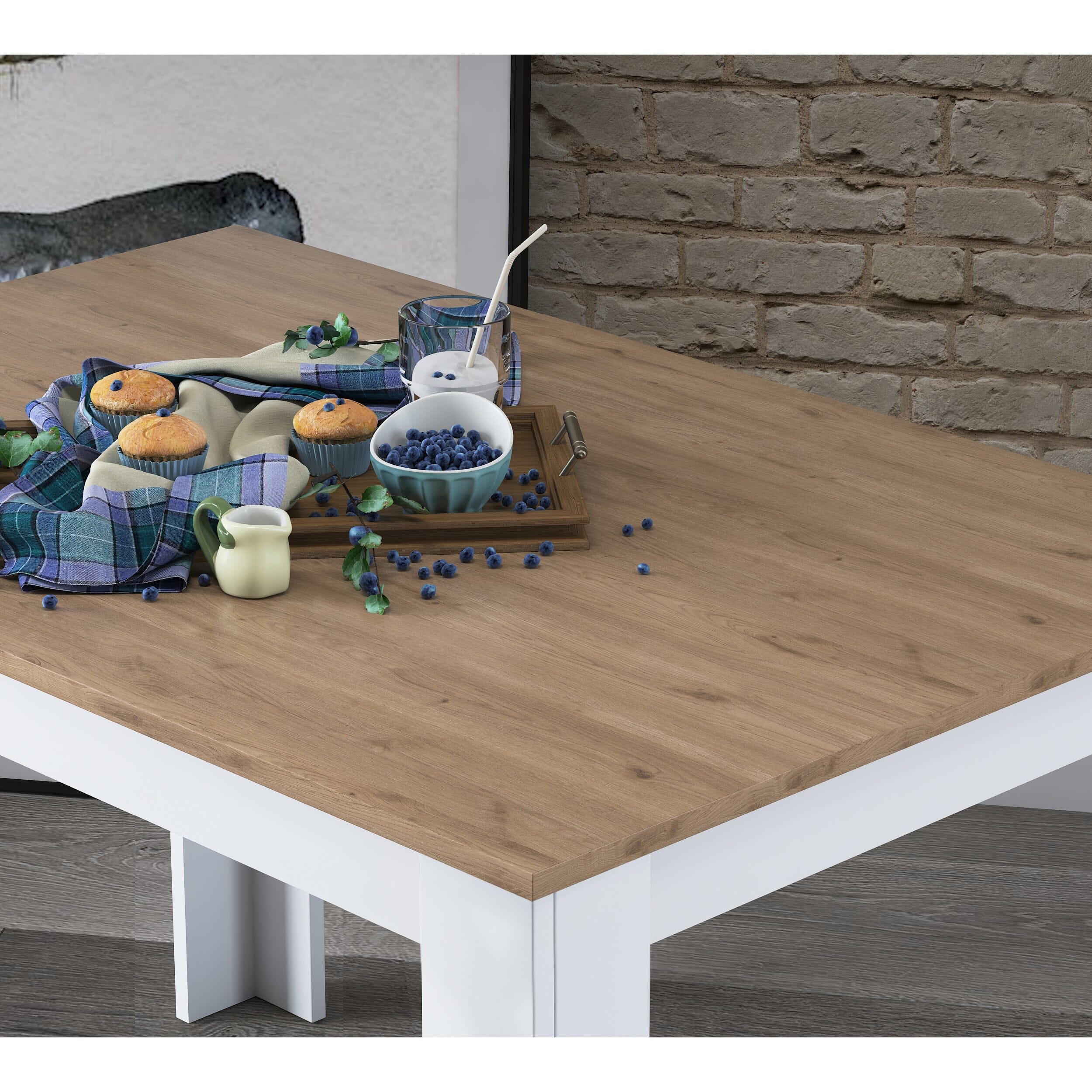 Home Canvas Furniture Trading LLC.Home Canvas Kitchen Table Dining Table 110 x 72 cm - White and Walnut Kitchen Table 