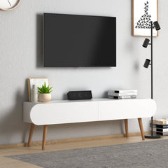 Home CanvasHome Canvas Lotus Modern TV Stand with Storage- For living Room, Bed Room TV Unit White 