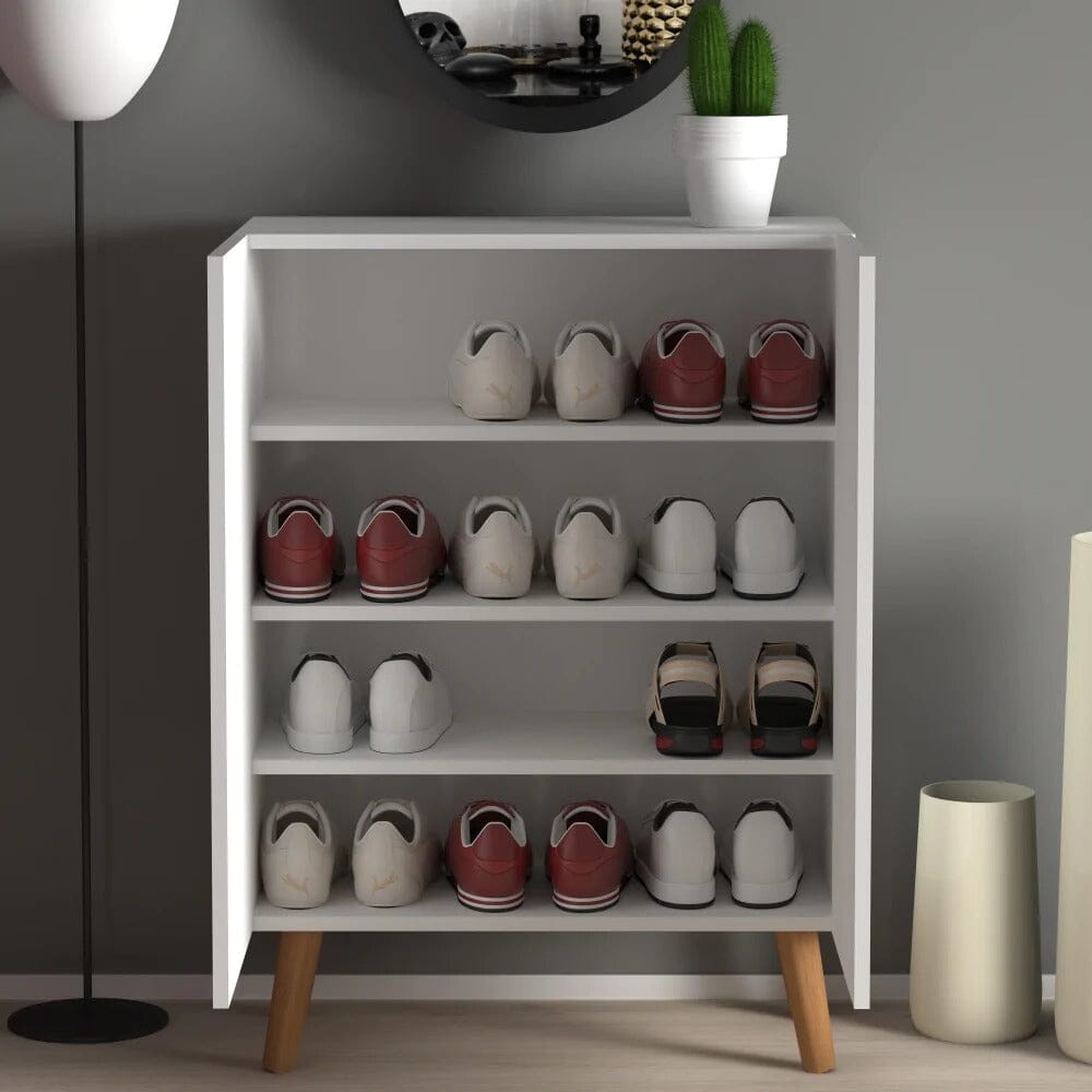 Home CanvasHome Canvas LUCE Made In Turkey Shoe Storage Cabinet Shoe Shelves Organizer for Closet Hallway Bedroom Entryway 12 Pairs - White Shoe Cabinet 