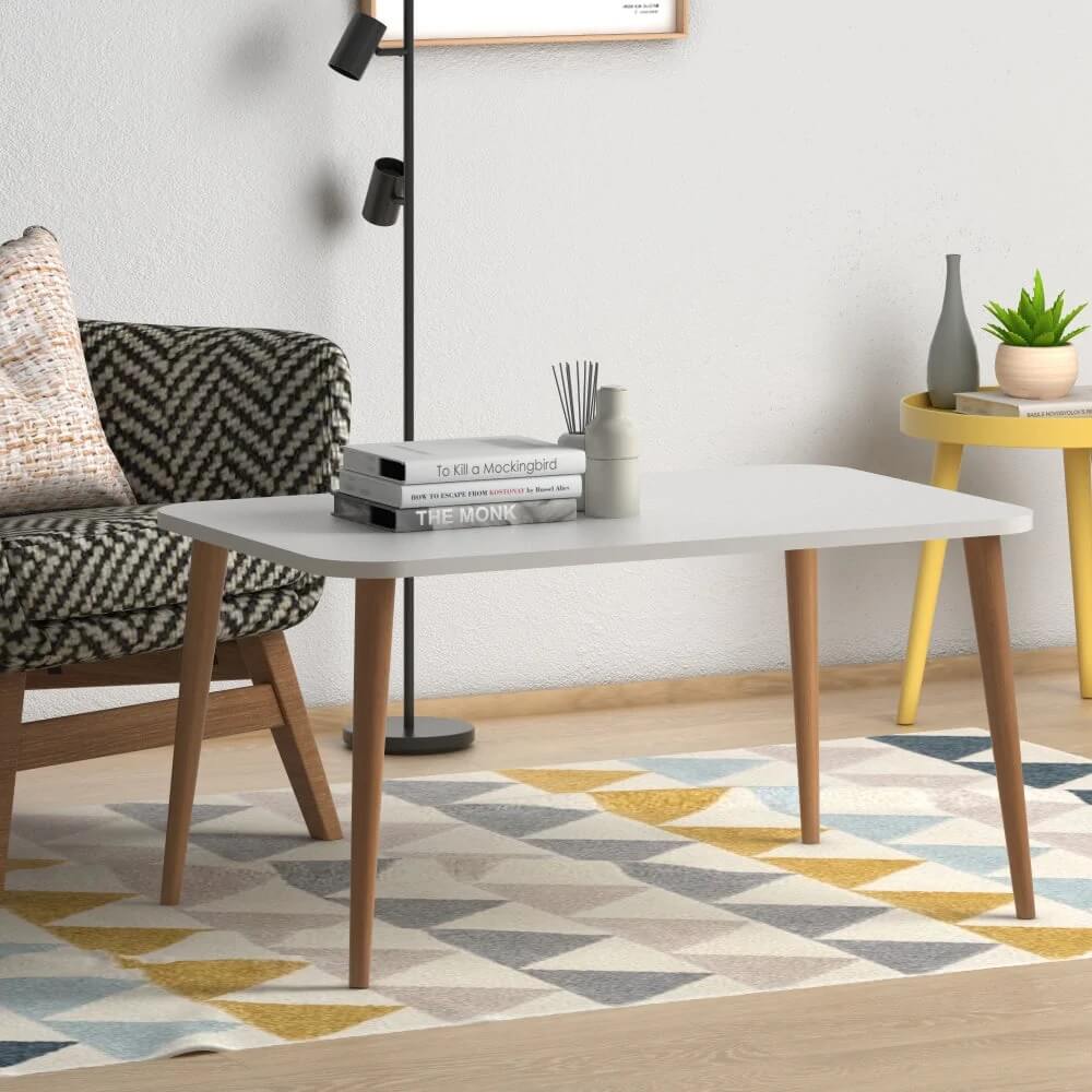 Home CanvasHome Canvas Modern Coffee Centre Table for Living Room - White Coffee Table 