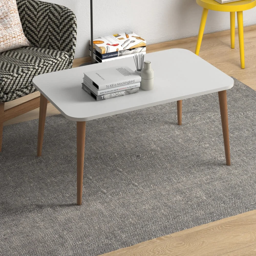 Home CanvasHome Canvas Modern Coffee Centre Table for Living Room - White Coffee Table 