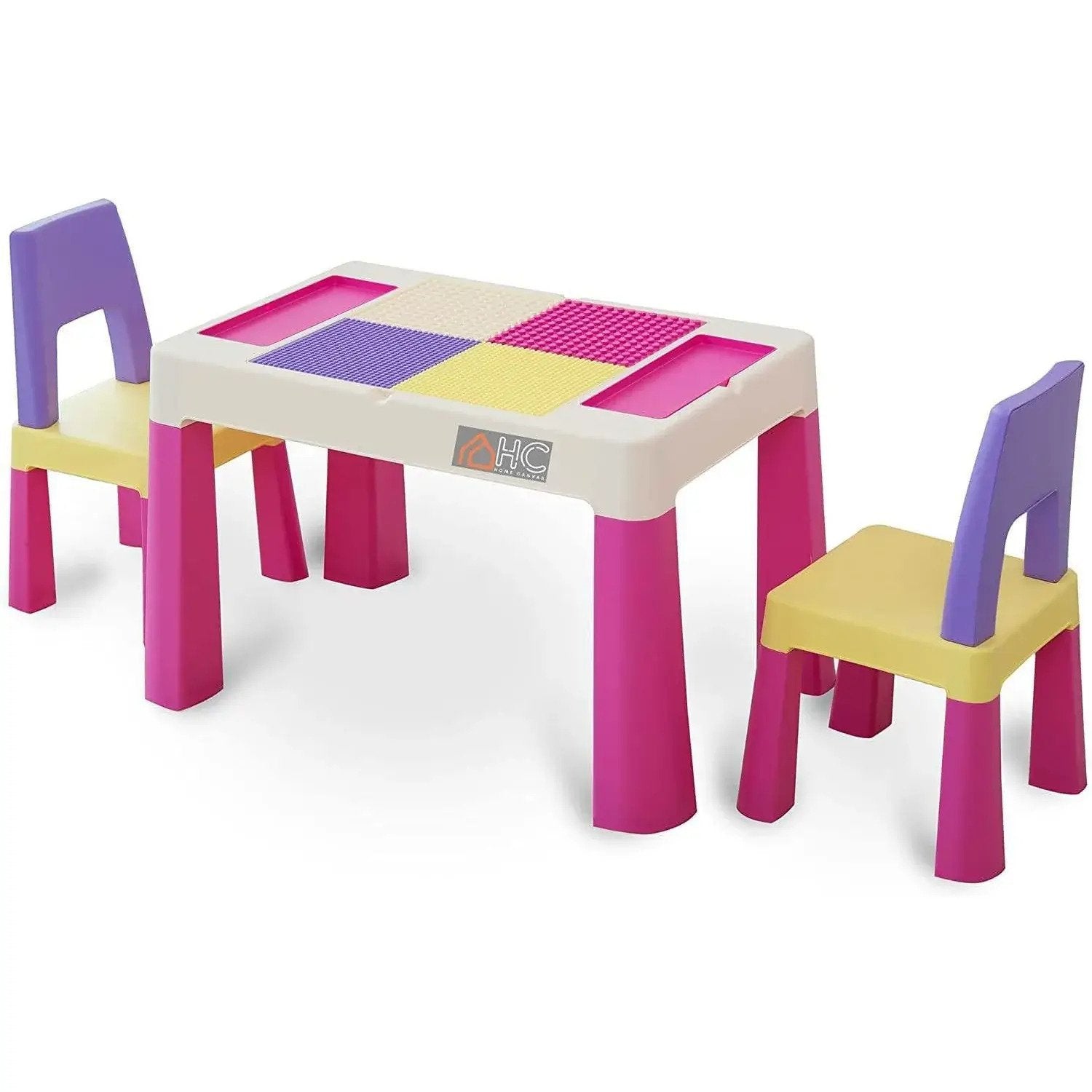 Home CanvasHome Canvas Multicolor Study Table & Chair Set with Storage Drawers - Pink Kids Furniture 