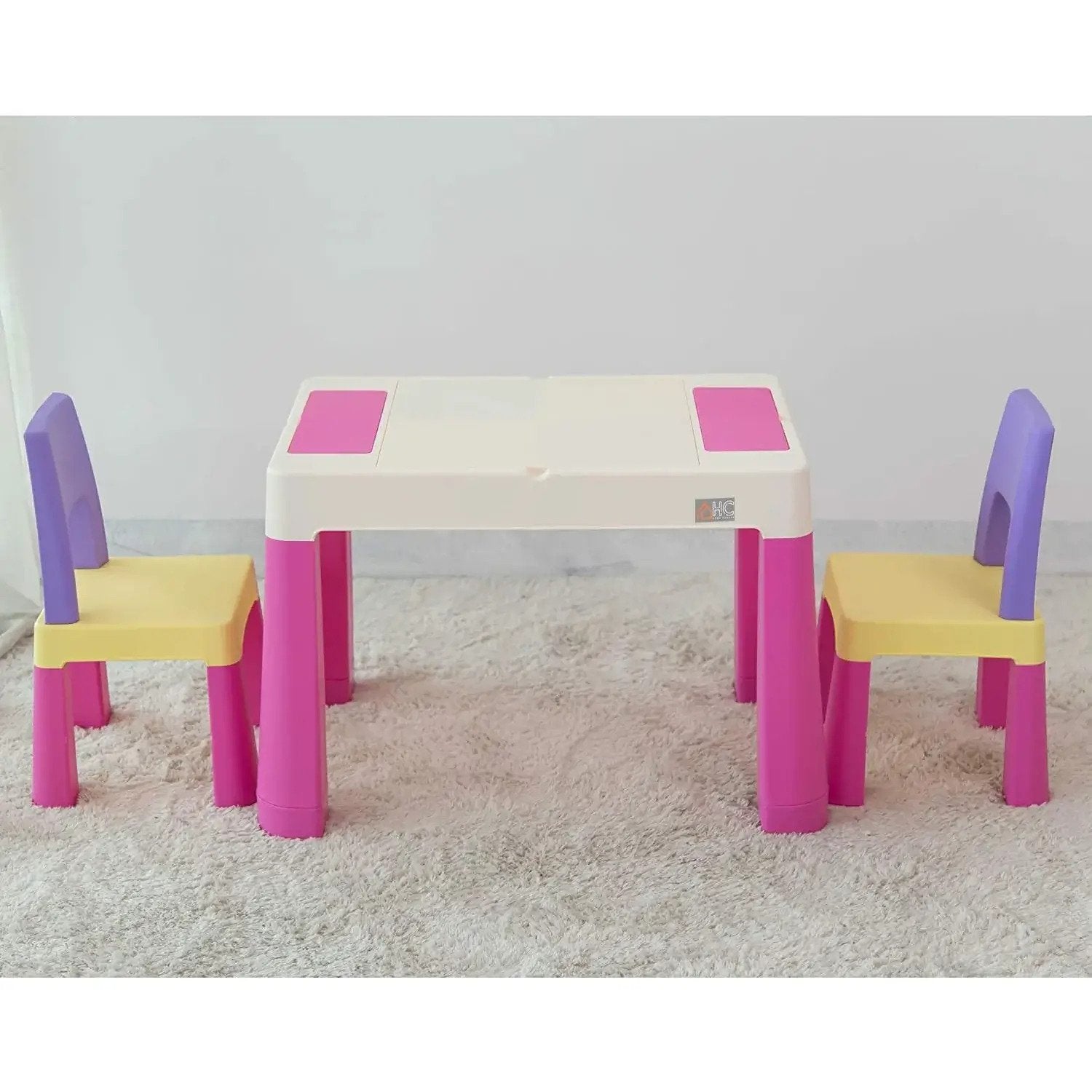 Home CanvasHome Canvas Multicolor Study Table & Chair Set with Storage Drawers - Pink Kids Furniture 