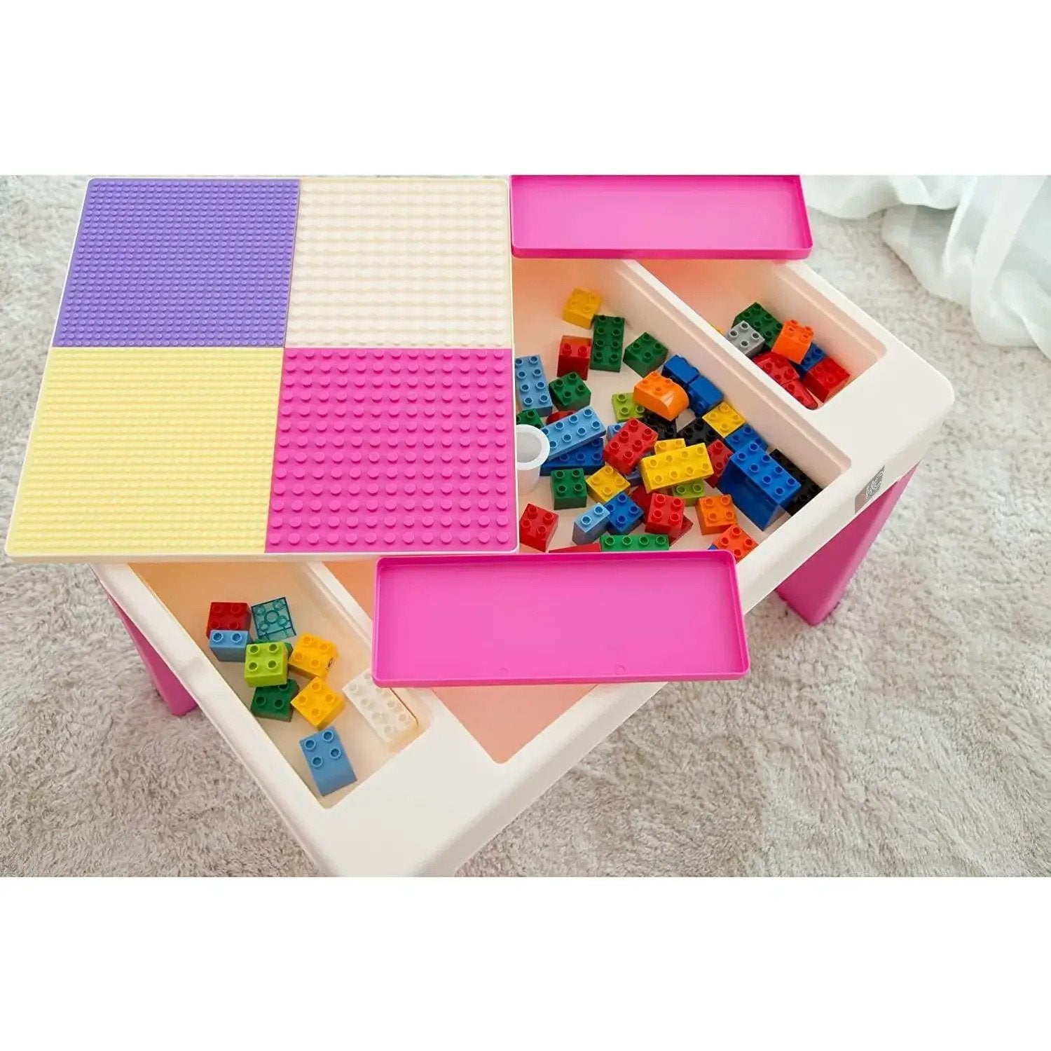 Home CanvasHome Canvas Multicolor Study Table & Chair Set with Storage Drawers - Pink Kids Furniture 