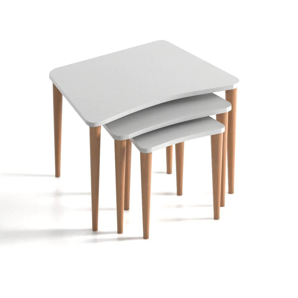 Home CanvasHome Canvas Nero Nested Coffee Table - Telephone Table with legs - White Coffee Table 
