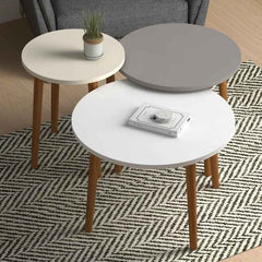 Home CanvasHome Canvas Nested Coffee Table - Set of 3 Round Tables for Living Room Coffee Table 