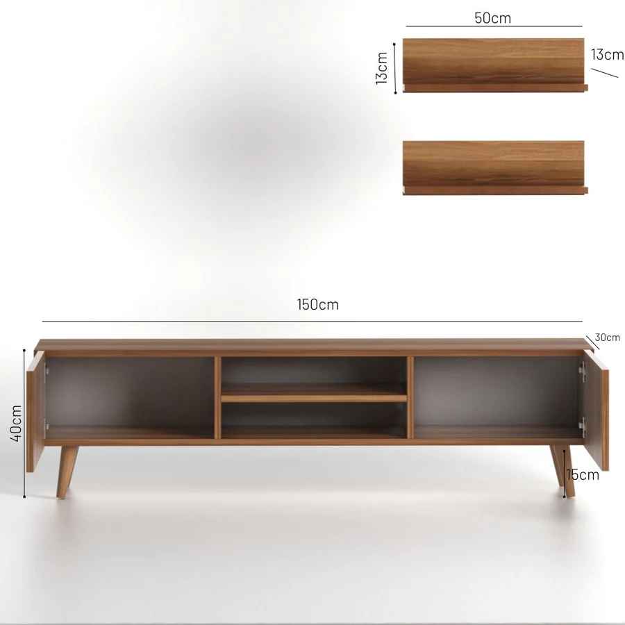 Home CanvasHome Canvas Plane Modern TV Stand with 2 White Shelf for Living Room - White TV Unit 