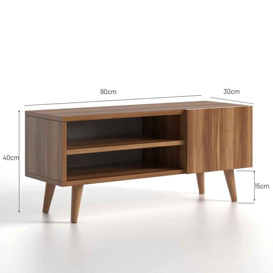 Home CanvasHome Canvas Porto Modern TV Stand with Wooden Legs - for Living Room - Walnut TV Unit 