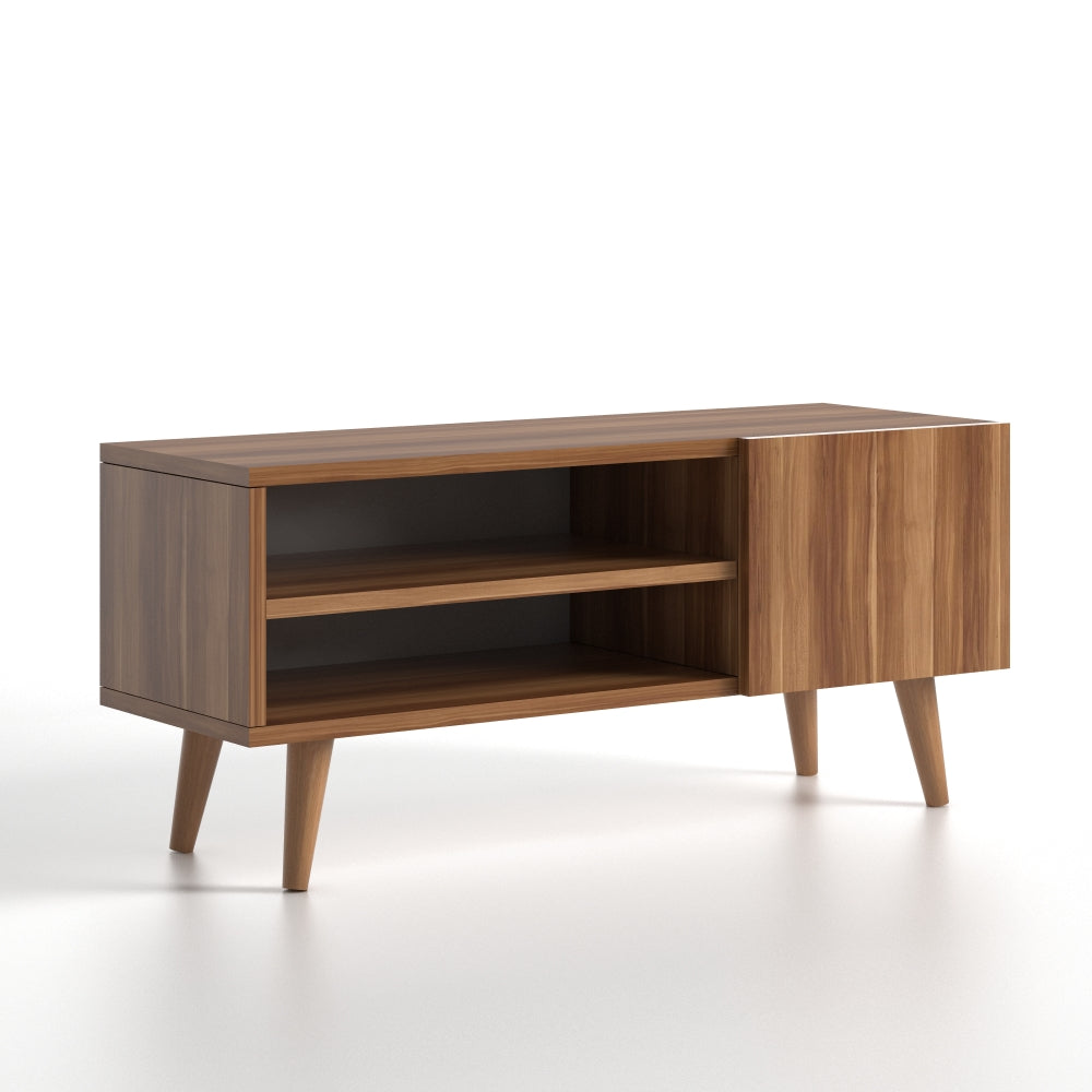 Home CanvasHome Canvas Porto Modern TV Stand with Wooden Legs - Living Room - White TV Unit 