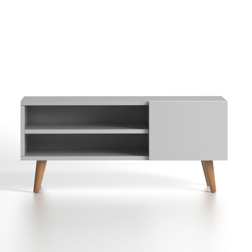 Home CanvasHome Canvas Porto Modern TV Stand with Wooden Legs - Living Room - White TV Unit 