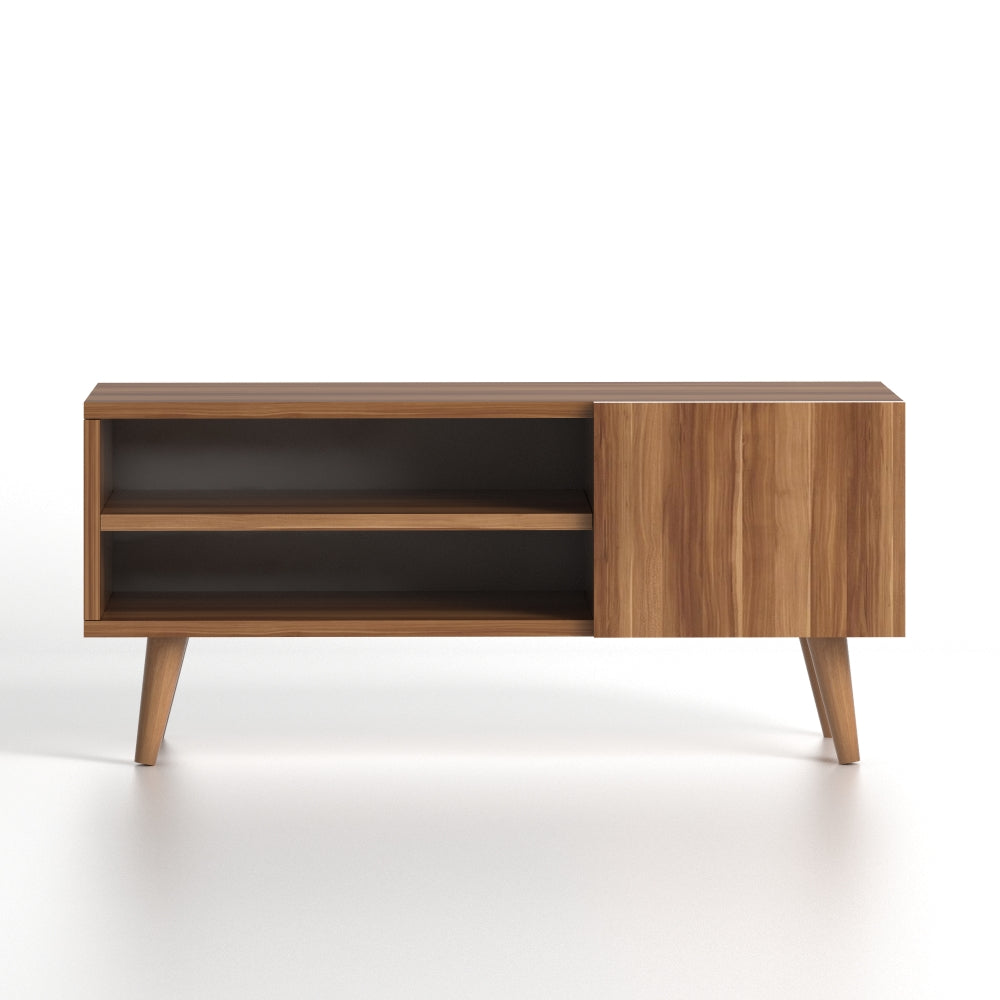Home CanvasHome Canvas Porto Modern TV Stand with Wooden Legs - Living Room - White TV Unit 