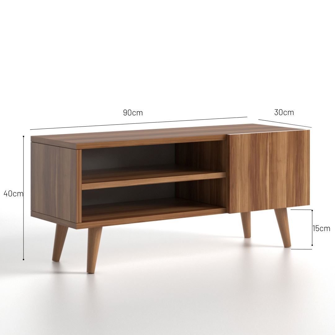 Home CanvasHome Canvas Porto Modern TV Stand with Wooden Legs - Living Room - White TV Unit 