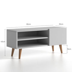 Home CanvasHome Canvas Porto Modern TV Stand with Wooden Legs - Living Room - White TV Unit 