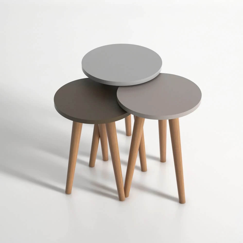 Home CanvasHome Canvas Roma Nested Coffee Table Set Of Three For Living Room Home Office Contemporary Stacking End Side Table Leisure Night Stand Wood Legs Telephone Table - Multi Color 2 Coffee Table 