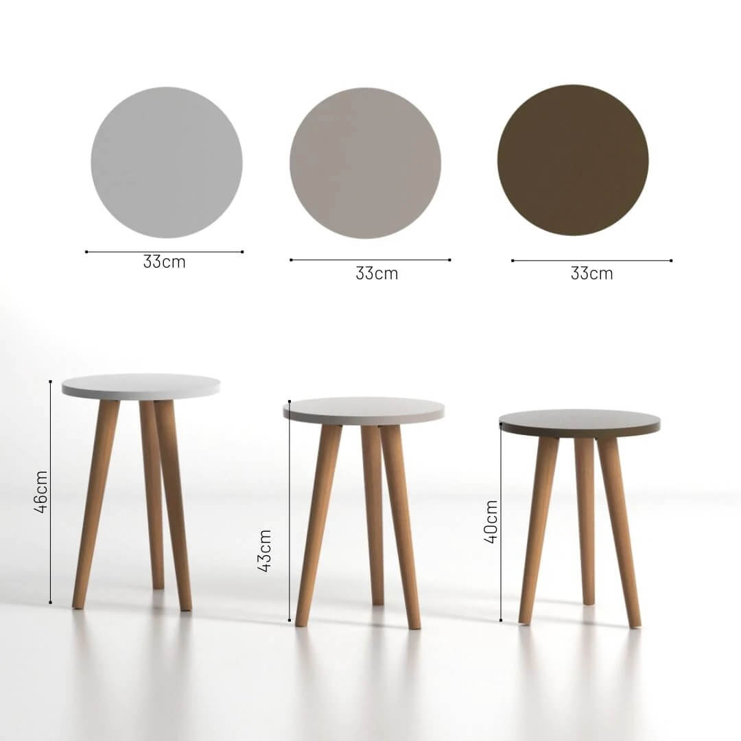 Home CanvasHome Canvas Roma Nested Coffee Table Set Of Three For Living Room Home Office Contemporary Stacking End Side Table Leisure Night Stand Wood Legs Telephone Table - Multi Color 2 Coffee Table 