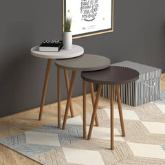 Home CanvasHome Canvas Roma Nested Coffee Table Set Of Three For Living Room Home Office Contemporary Stacking End Side Table Leisure Night Stand Wood Legs Telephone Table - Multi Color 2 Coffee Table 