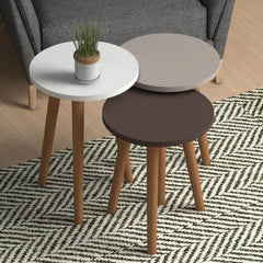 Home CanvasHome Canvas Roma Nested Coffee Table Set Of Three For Living Room Home Office Contemporary Stacking End Side Table Leisure Night Stand Wood Legs Telephone Table - Multi Color 2 Coffee Table 